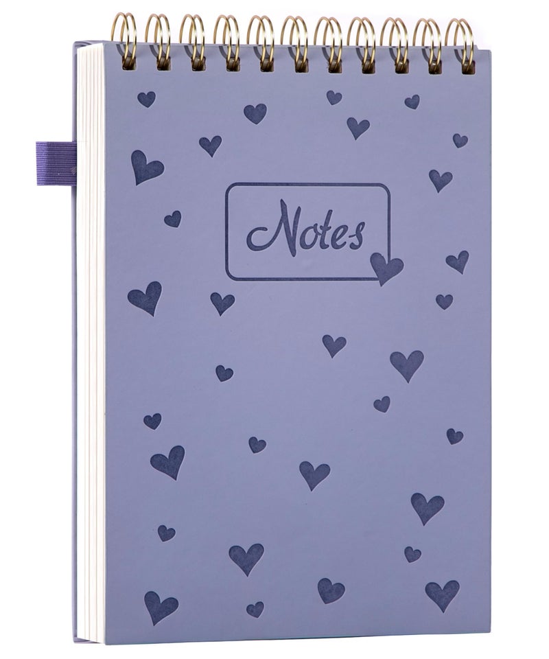Yoment Top Spiral Notebook A5 Leather Hardcover Steno Pads, 240 Pages 100 GSM Cute Top Bound Spiral Notebooks College Ruled 6 x 9, Left Handed Spiral Notepads for Work, School, Home, Purple - Image 1