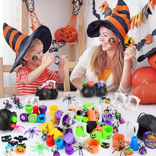 Tiaxidex 576PCS Halloween Party Favors Bulk Prefilled Mini Plastic Witch Cauldrons with Spooky Goodies Halloween Treats for Kids TrickorTreat Gifts Classroom Prizes - Image 5