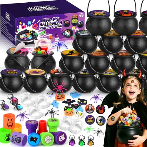 Tiaxidex 576PCS Halloween Party Favors Bulk Prefilled Mini Plastic Witch Cauldrons with Spooky Goodies Halloween Treats for Kids TrickorTreat Gifts Classroom Prizes - Image 1