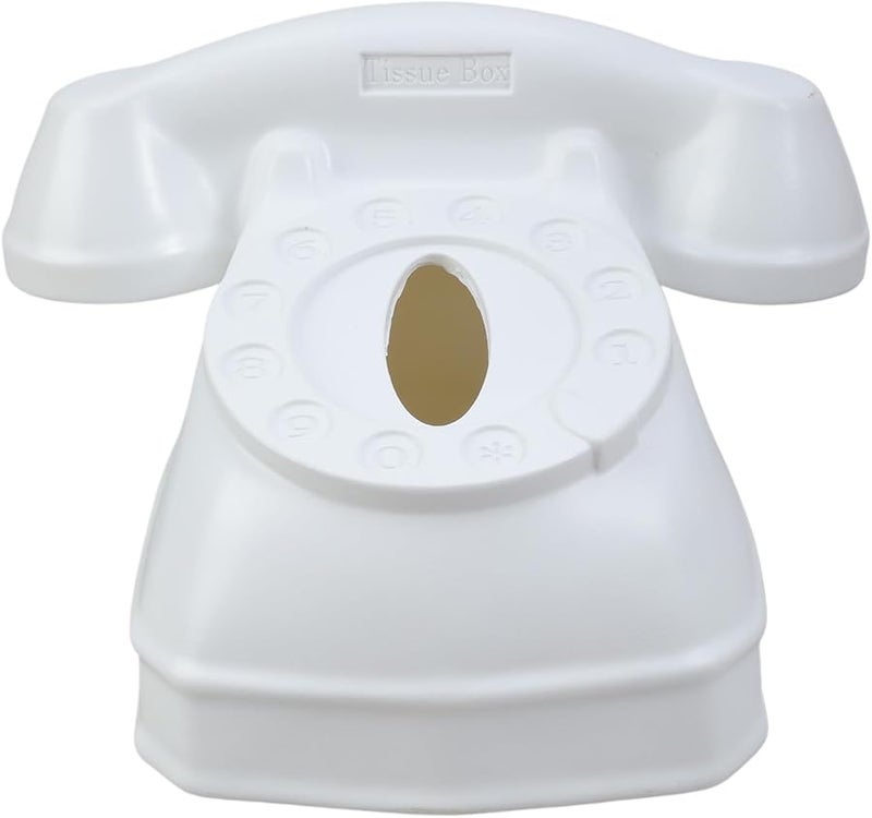 Beige Telephone Shaped Tissue Box Paper Dispenser Stylish Home Decor - Image 2