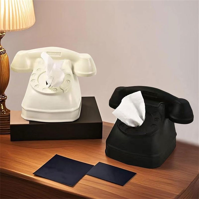 Beige Telephone Shaped Tissue Box Paper Dispenser Stylish Home Decor - Image 3