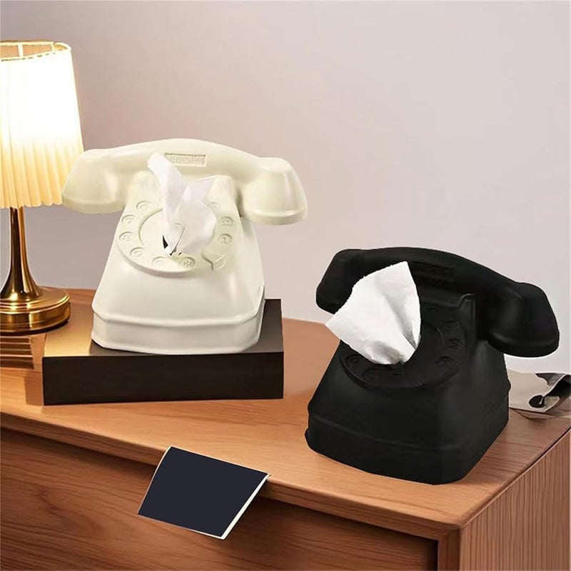 Beige Telephone Shaped Tissue Box Paper Dispenser Stylish Home Decor - Image 4