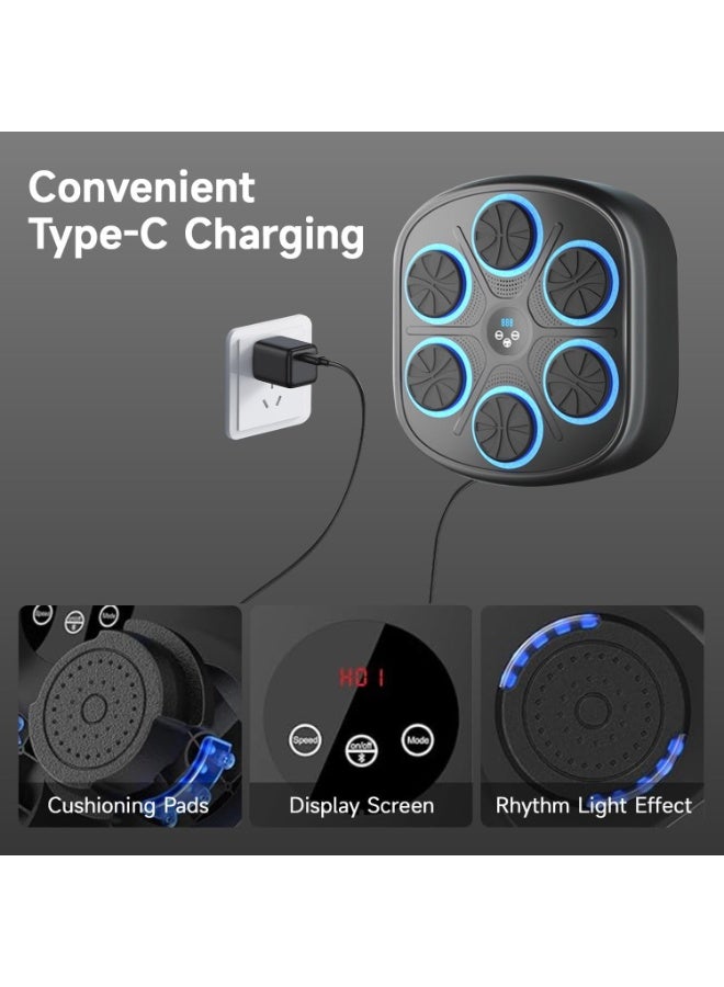 USTIDE Music Boxing Machine with Boxing Gloves,Wall Mounted, Bluetooth Boxing Training Punching Equipment - Image 2