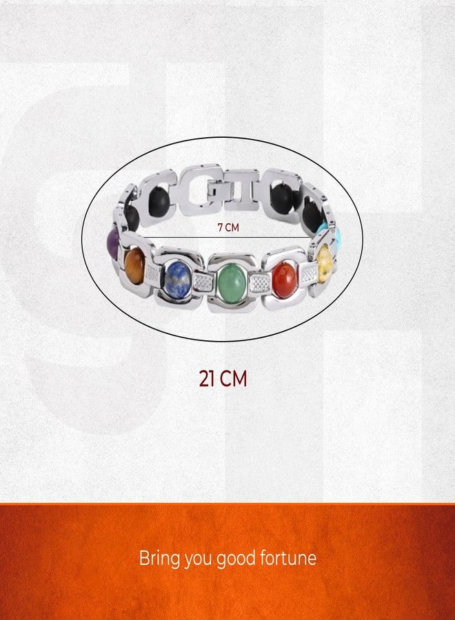 Divine Hindu 7 Chakra Healing Bracelet (Silver) | Natural Crystal Beads for Balance, Energy & Protection | Meditation Yoga Bracelet for Men & Women | Spiritual Gift for Positivity & Inner Peace - Image 2
