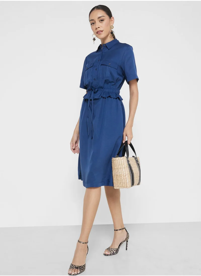 French Connection Shirred Waist Midi Dress