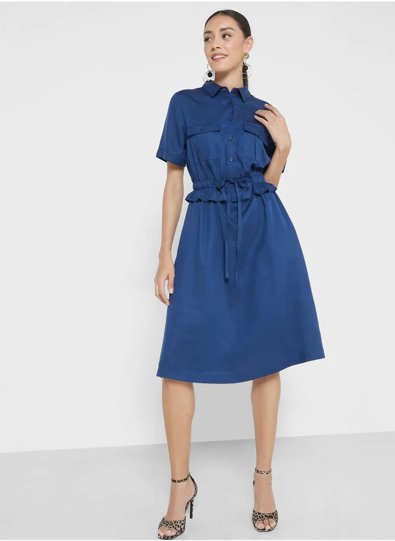 French Connection Shirred Waist Midi Dress
