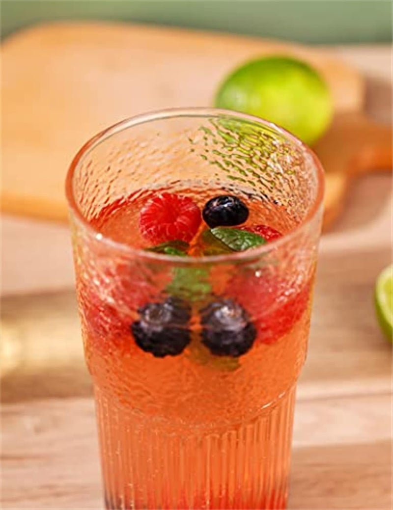 VISMII Glass Tumblers with Lid and Straw Ribbed Cup Smoothie Cup Sipper Iced Coffee Cups Glass Cups with Lids and Straws for Water Juice Iced Tea Drink Mug Transparent Tumbler Pack of 2 - Image 2
