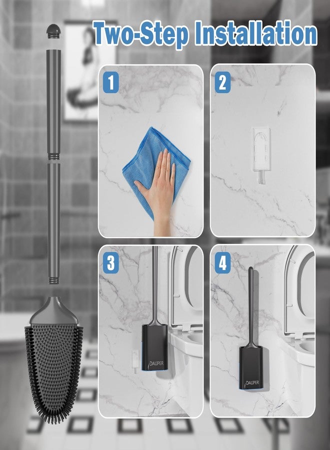 DALIPER Toilet Brush and Holder Set, Flexible Toilet Bowl Brush，Wall Mounted Toilet Brush-Anti-Roll, Anti-Drip Design，Compact Size for Storage and Organization - Image 4