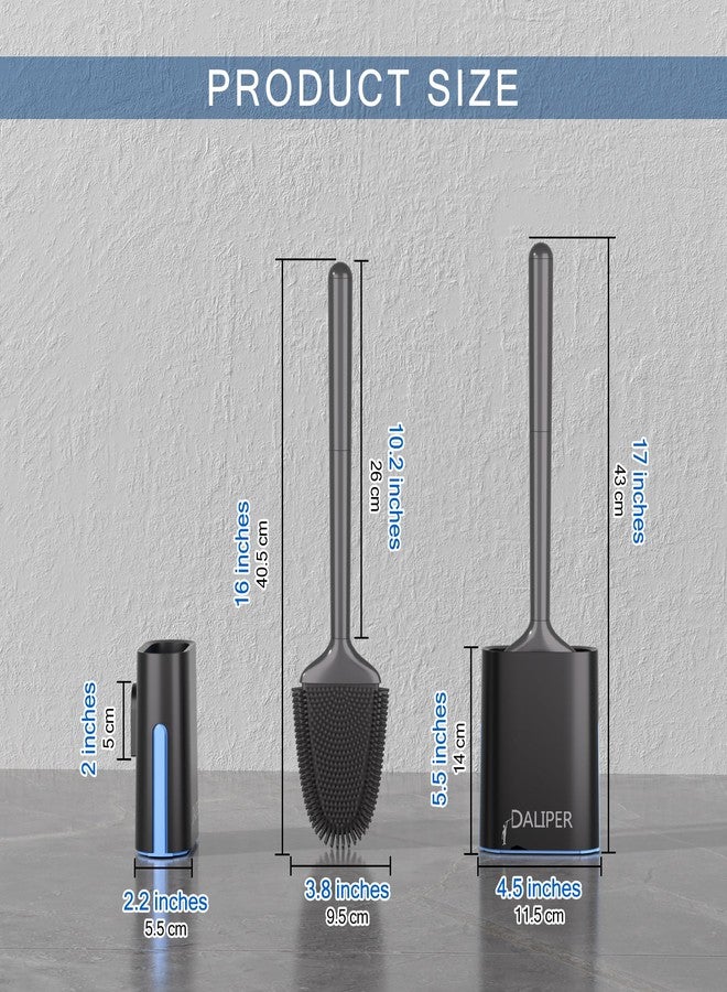 DALIPER Toilet Brush and Holder Set, Flexible Toilet Bowl Brush，Wall Mounted Toilet Brush-Anti-Roll, Anti-Drip Design，Compact Size for Storage and Organization - Image 2