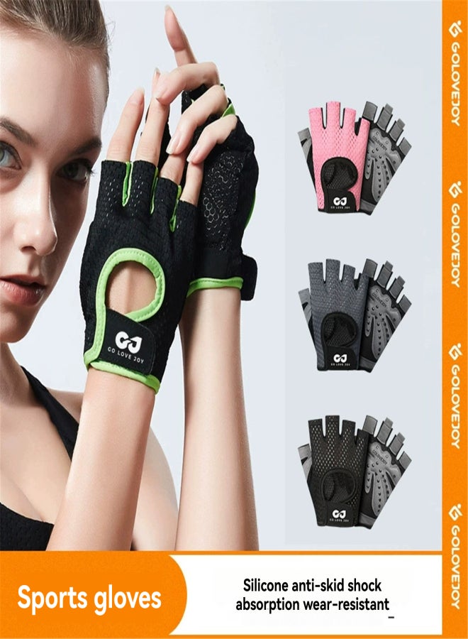 GJ Men Women Cycling Gloves Half-Finger Breathable Wearproof Non-Slip Weightlifting Climbing Fitness Gloves - Image 5