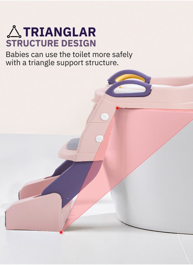 BAYBEE - 3 In 1 Vega Western Toilet Training Potty Seat With Splash Guard, Handle, Ladder And Cushion, Pink - Image 1