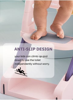 BAYBEE 3 In 1 Vega Western Toilet Training Potty Seat With Splash Guard, Handle, Ladder And Cushion, Pink  - Image 5