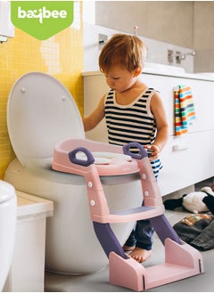 BAYBEE 3 In 1 Vega Western Toilet Training Potty Seat With Splash Guard, Handle, Ladder And Cushion, Pink  - Image 2