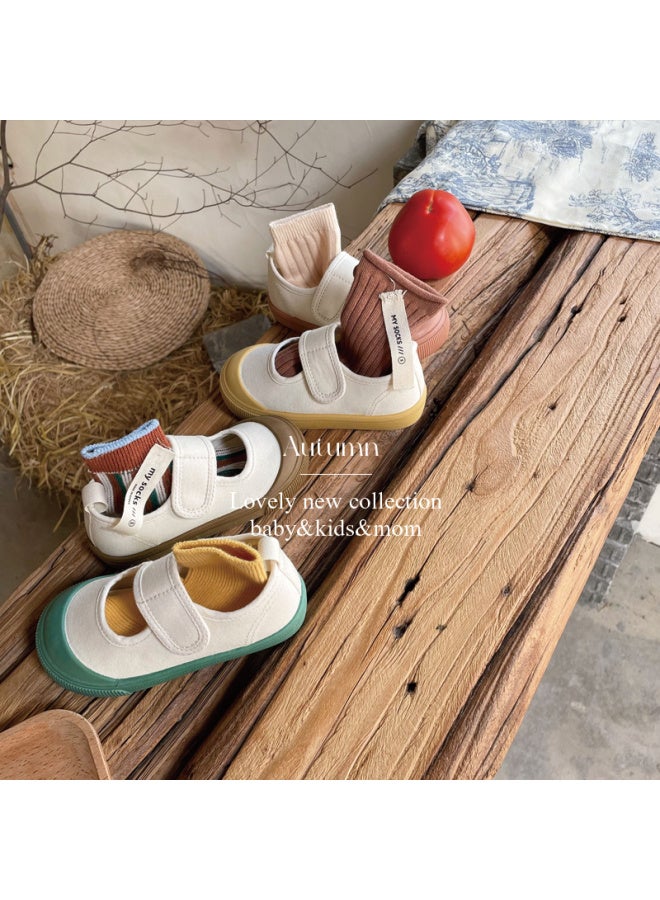 Topstar Kids Canvas Shoes Girls Boys Kindergarten Indoor Shoes White Baby Shoes Soft Bottom Shoes Creamy Yellow 25 - Image 5