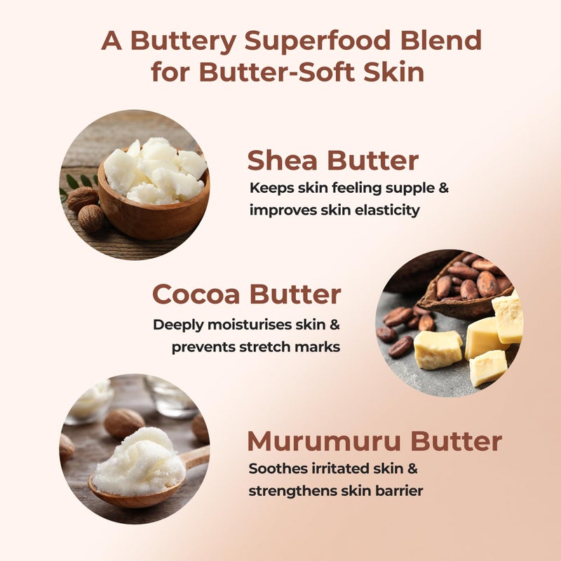 Naturali غسول الجسم العميق المرطب من ناتورالي مع زبدة الشيا وزبدة الكاكاو وزبدة المورومورو | ينظف بلطف | يرطب ويغذي بعمق | يقوي حاجز البشرة | خالي من الكبريتات والبارابين | 200 مل - Image 3