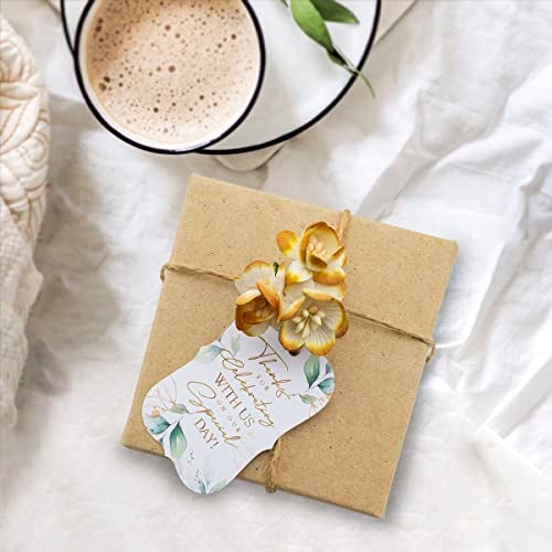 Summer-Ray.com Summer-Ray 50pcs White Thank You for Celebrating with Us on Our Special Day Tags Wedding Bridal Shower Favors Gift Tags with Floral Theme (White (I)) - Image 3