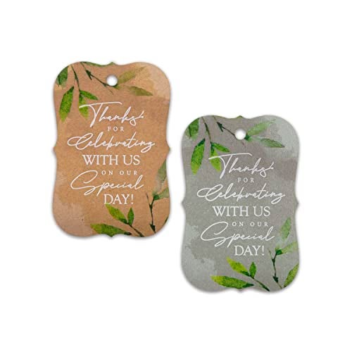 Summer-Ray.com Summer-Ray 50pcs White Thank You for Celebrating with Us on Our Special Day Tags Wedding Bridal Shower Favors Gift Tags with Floral Theme (White (I)) - Image 5