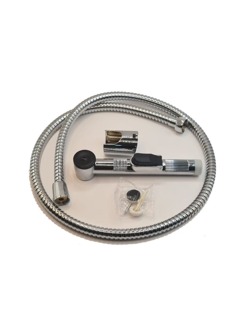 Bidet Set (German Made) Handheld Bathroom Bidet Made of Stainless Steel in Shiny Chrome with Flexible Hose and Wall Mount, Rust Resistant and Easy to Install, Suitable for Personal Hygiene and Toilet Cleaning - Image 2