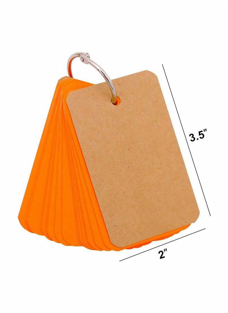 Excefore - Pack of 6 Mini Notepads Blank Flashcards Study Cards, Ring Revision Cards with Binder Ring Multicolor Kraft Paper Scratch Memo Note Pads - Image 1