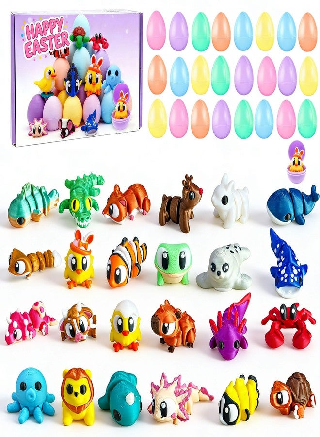 Icome 24 Pack Prefilled Easter Eggs with 3D Printed Animal Toys ，Ready to Use Basket Stuffers, Egg Hunt Fillers, Party Favors & Easter Gifts for Kids. Non-Candy Classroom Prizes for Toddlers, Boys & Girls. - Image 1