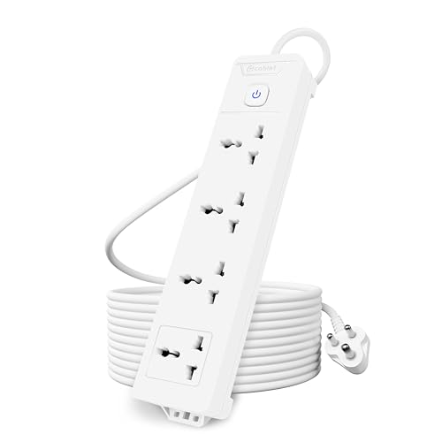 Cablet 4 Way Extension Board - 4 Universal Socket + 1 Switch, 10A and 2500W - 4.5m Heavy Duty Cable - White, Medium (Cablet 4010-45) - Image 1