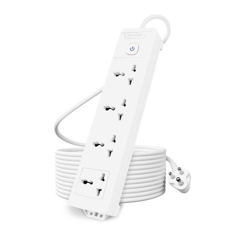 Cablet 4 Way Extension Board - 4 Universal Socket + 1 Switch, 10A and 2500W - 4.5m Heavy Duty Cable - White, Medium (Cablet 4010-45) - Image 4