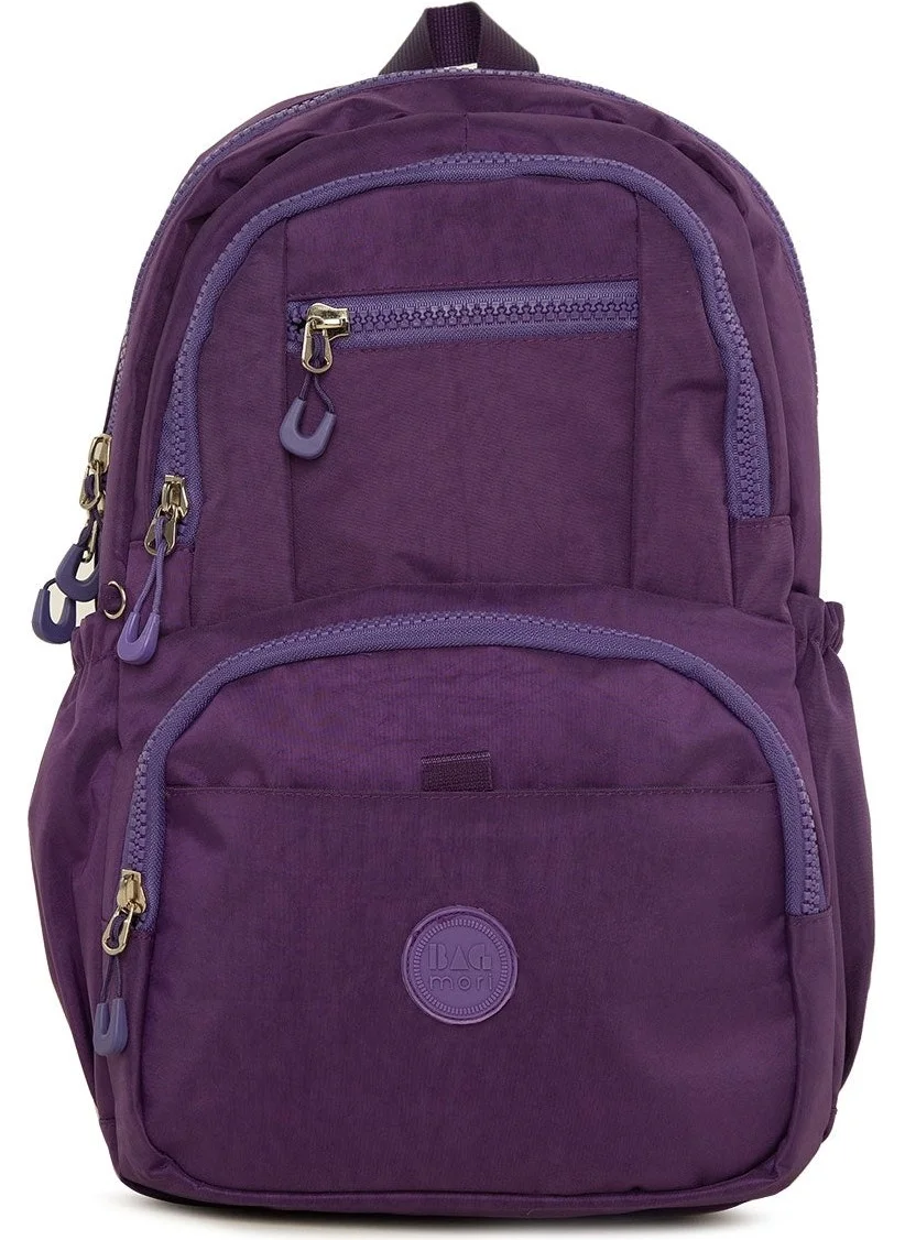 Bagmori Purple Multi-Pocket Logo Parachute Backpack