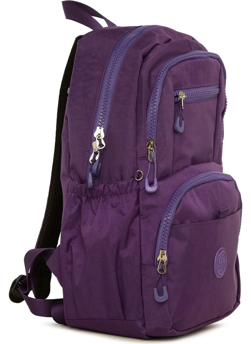 Bagmori Purple Multi-Pocket Logo Parachute Backpack