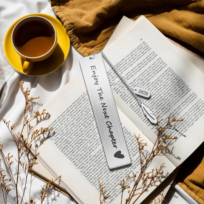 FunisFun Appreciation Gifts for Teachers, Enjoy The Next Charpter 2026 Metal Bookmark for Reading Lovers Writers Friends Coworker Teens, Book Accessories for Christmas New Year Graduation - Image 5