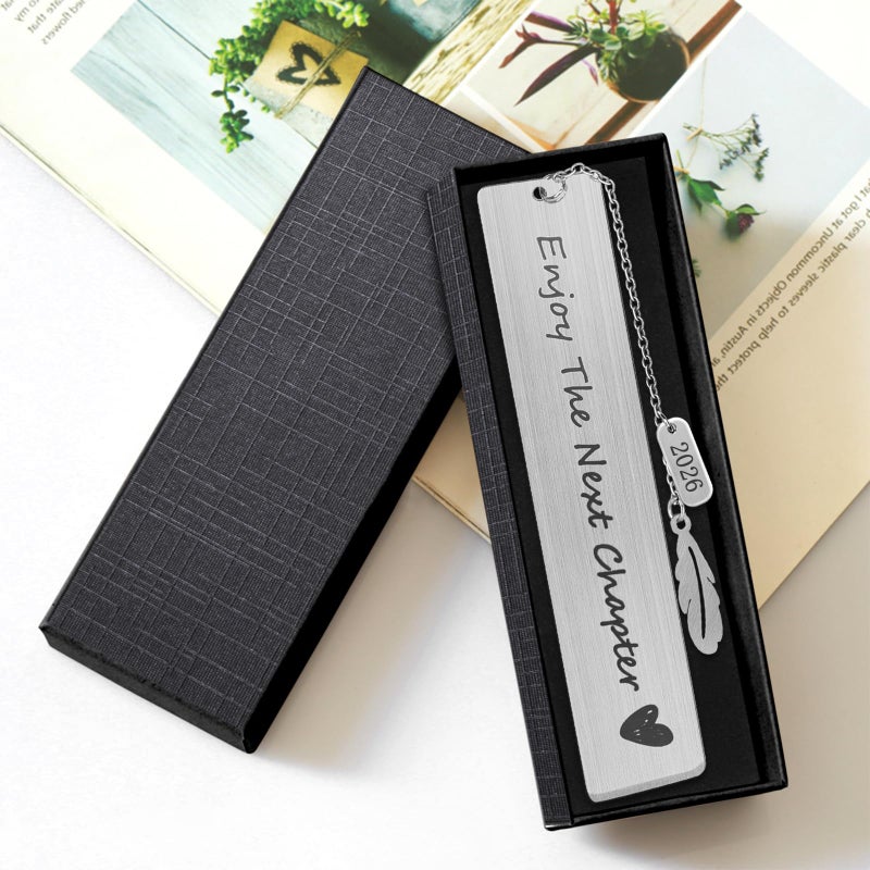 FunisFun Appreciation Gifts for Teachers, Enjoy The Next Charpter 2026 Metal Bookmark for Reading Lovers Writers Friends Coworker Teens, Book Accessories for Christmas New Year Graduation - Image 2