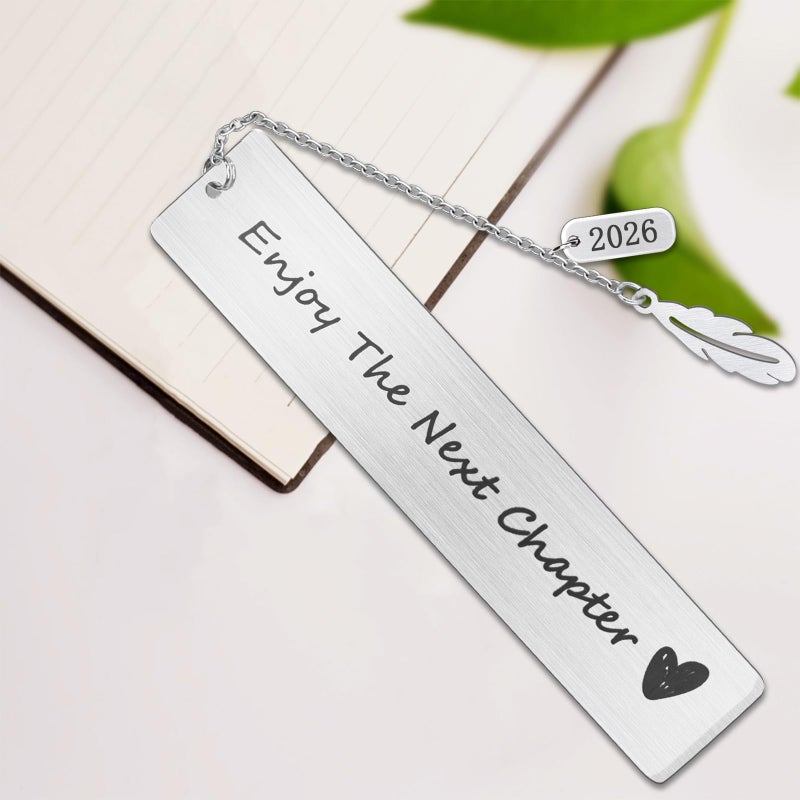 FunisFun Appreciation Gifts for Teachers, Enjoy The Next Charpter 2026 Metal Bookmark for Reading Lovers Writers Friends Coworker Teens, Book Accessories for Christmas New Year Graduation - Image 3