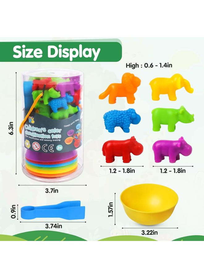 لعبة العد والتطابق للأطفال مع أطباق الفرز - أنشطة تعليمية ما قبل المدرسة - مجموعة ألعاب التصنيف اللوني والحسية - ألعاب مونتيسوري للصغار من عمر 3-5 سنوات - حيوانات - Image 4