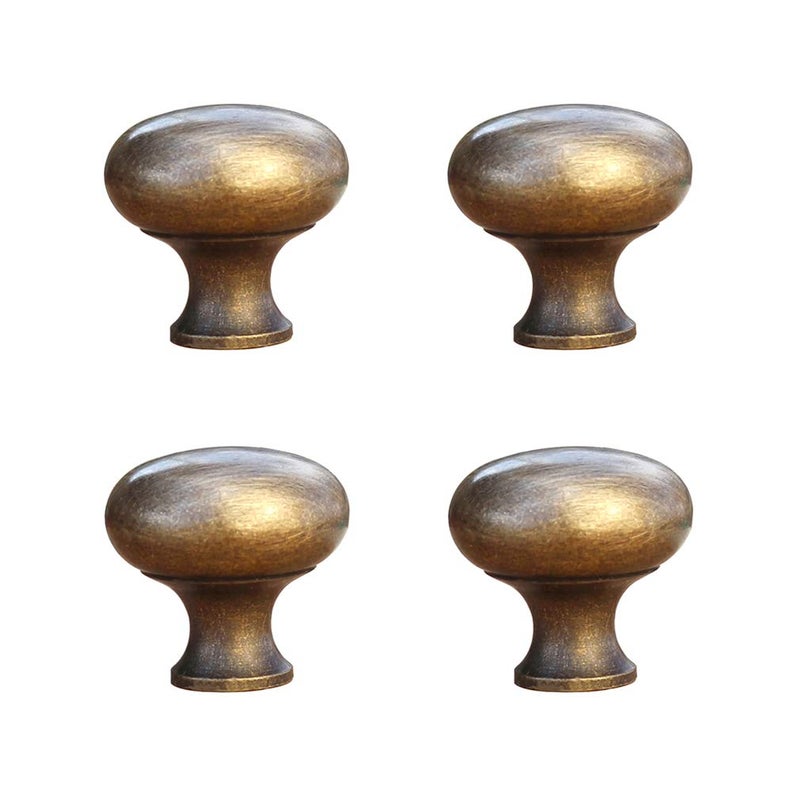 Tiazza 4pcs Solid Brass Knobs Antique Cabinet Drawer Small Pulls Modern Minimalist Handle Antique Bronze