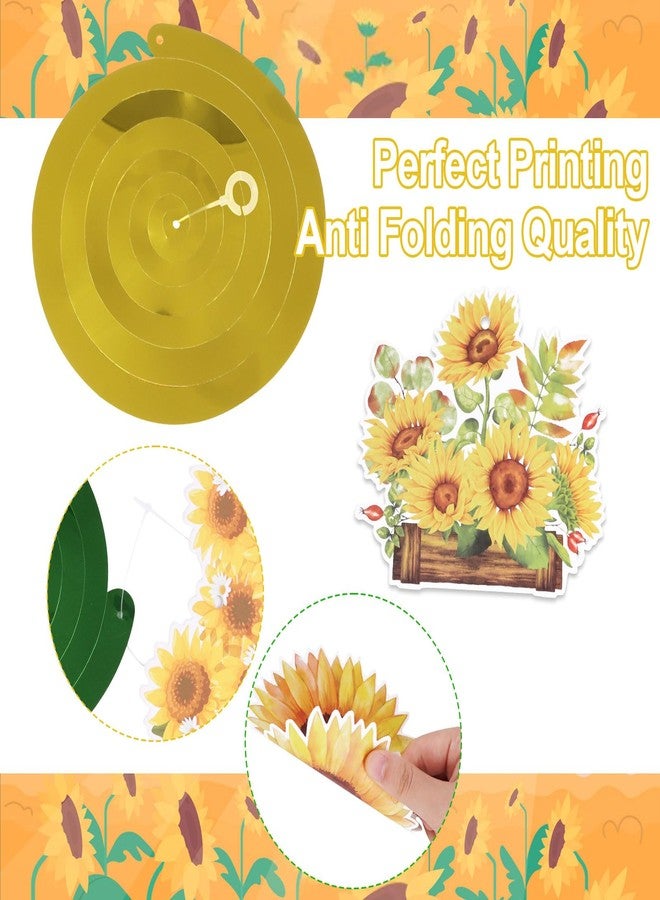 JOFONY 48PCS Sunflower Hanging Swirls,12 Styles Sunflower Gnome Decorations Party Supplies Sun Flowers Foil Swirls Ceiling Wall Decor for Birthday Summer Themed Party - Image 4
