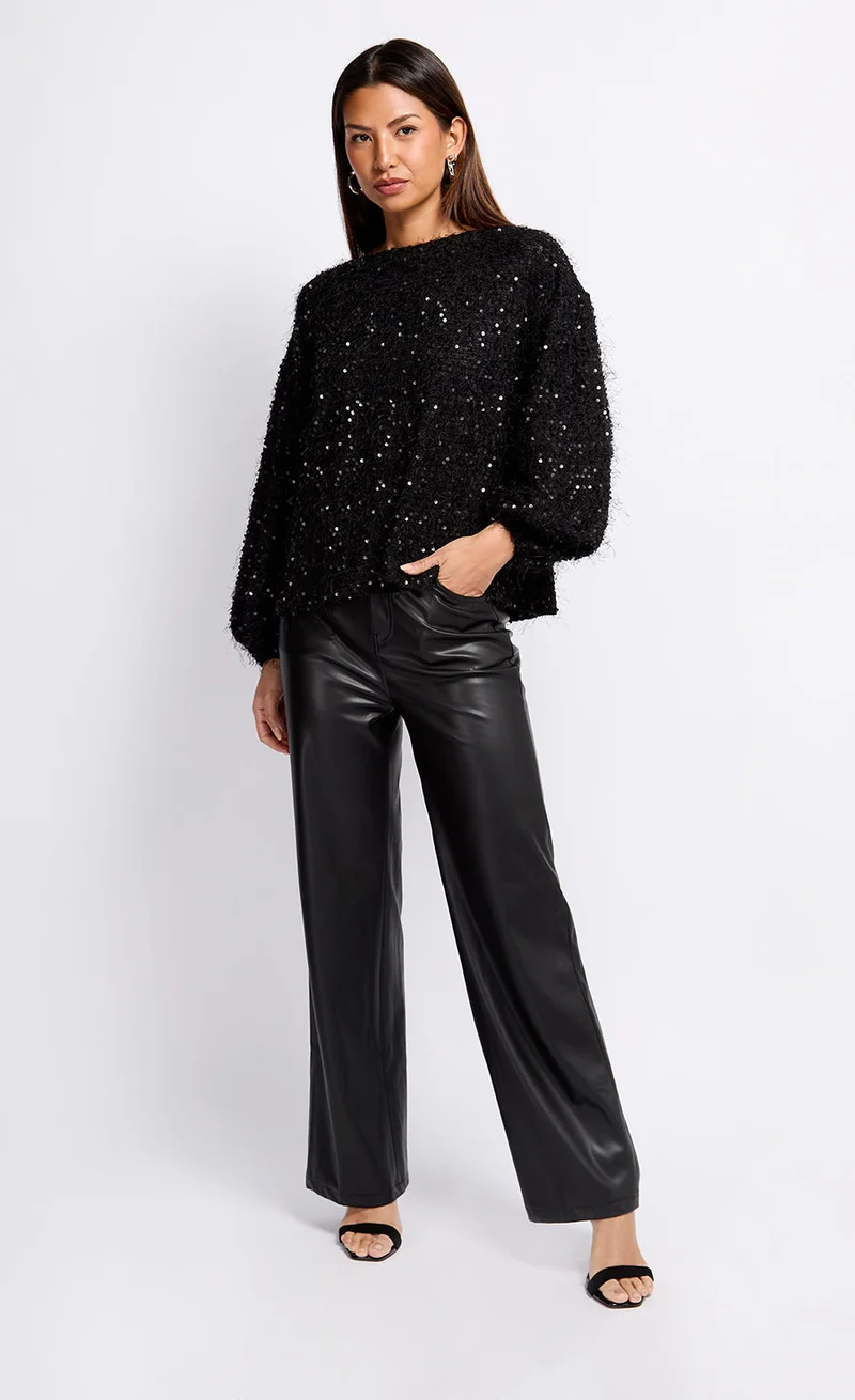 Little Mistress Black PU Trousers