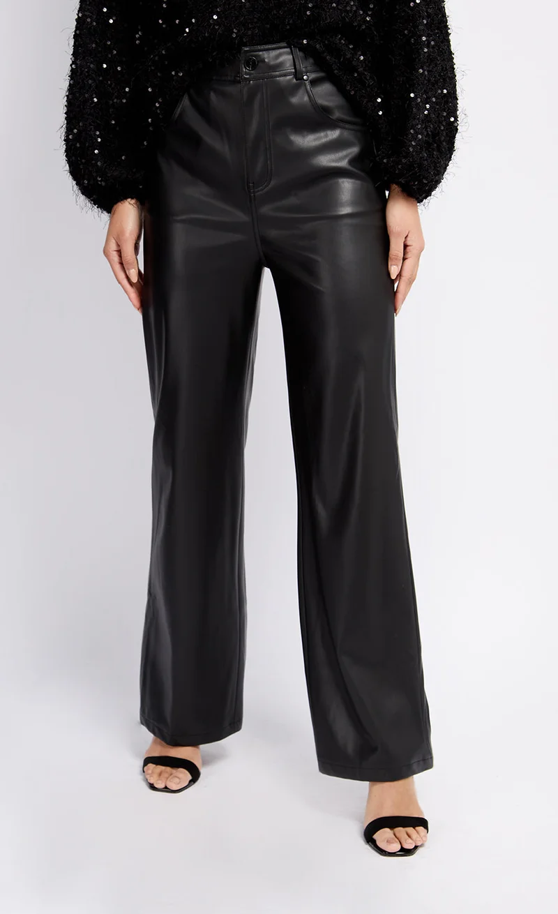 Little Mistress Black PU Trousers