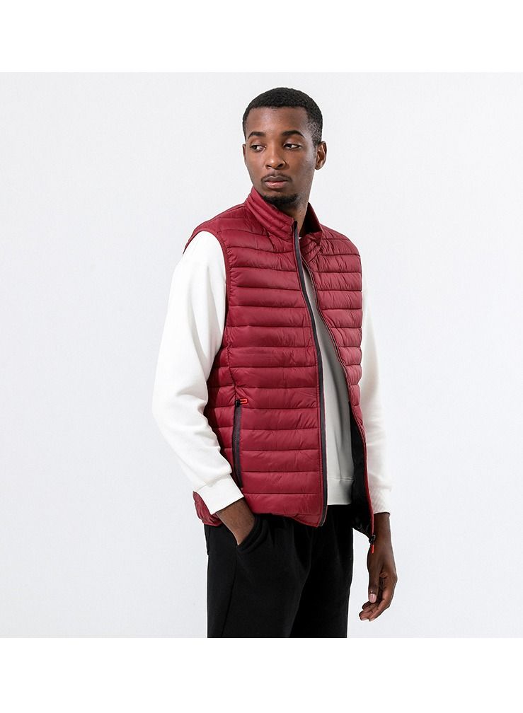 Loquat Autumn Winter Men Stand Collar Sleeveless Warm Vest 