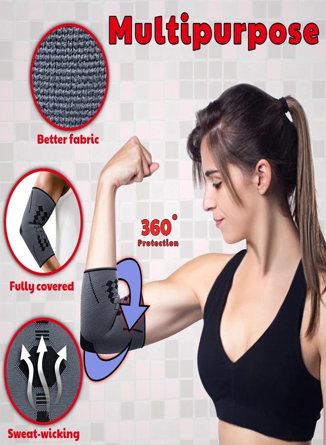 ADDMAX Elbow Support for Pain Relief Compression Sleeve for Men and Women | Elbow Brace for Tendonitis| Tennis| Volleyball| Cricket| Gym Workouts |Small|Pack of 2 | - Image 5