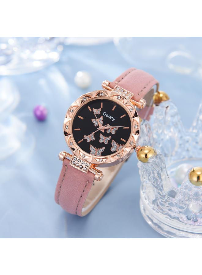 New Tiktok Popular Women's Watch Fashion Personality Simple Watch Butterfly Digital Belt Watch Set 