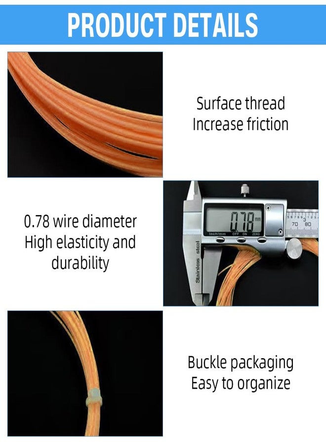 PROBEROS® Badminton Racket Strings Set, for 2 Rackets, Replacement String Repair Kit with Accessories & Tools, Nylon Fiber Strings, 0.78mm, Tension 26lbs, 10m Long Per Roll, Orange - Image 4