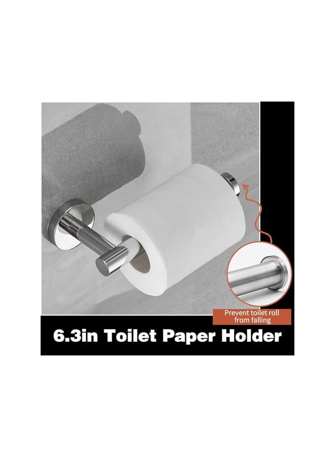 promass 5pcs Bathroom Hardware Set, Matte Black/Brushed Nickel/Brushed Gold Bathroom Hardware Set, Including 16" Hand Towel Bars, Toilet Paper Holders, Towel Rings, Robe Towel Hooks (Silvery) - Image 4