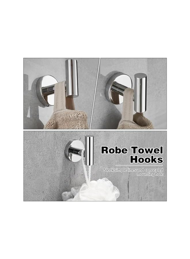 promass 5pcs Bathroom Hardware Set, Matte Black/Brushed Nickel/Brushed Gold Bathroom Hardware Set, Including 16" Hand Towel Bars, Toilet Paper Holders, Towel Rings, Robe Towel Hooks (Silvery) - Image 5