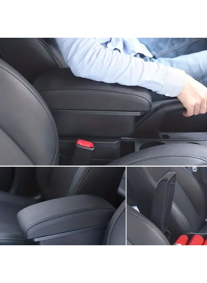 صندوق مسند ذراع متوافق مع VW Polo Mk5 6R Vento 2012 2018 C3، أسود أبيض، بدون USB، تخزين USB - Image 4