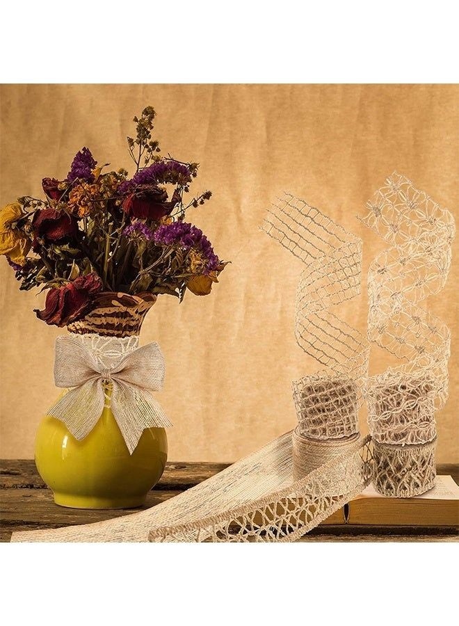 4 Rolls Natural Jute Burlap Ribbon Lace for Crafts and Decoration - Image 5
