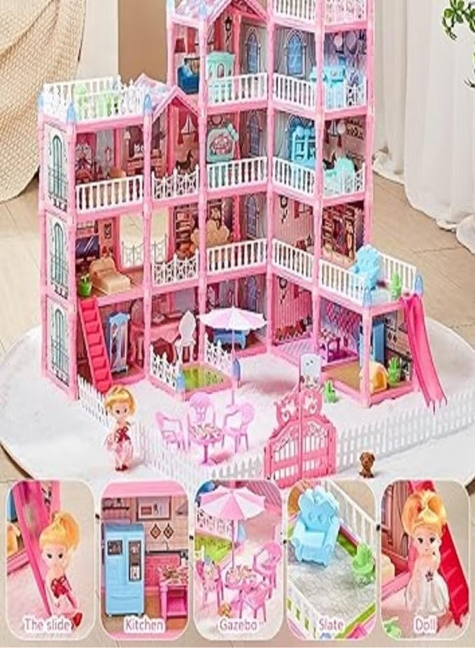 Large Princess Dream Castle Playset for Girls – 78 cm Multi-Level Dollhouse with Luxury Furniture, Lights and Characters – 374-Piece Complete Building Set - Image 3
