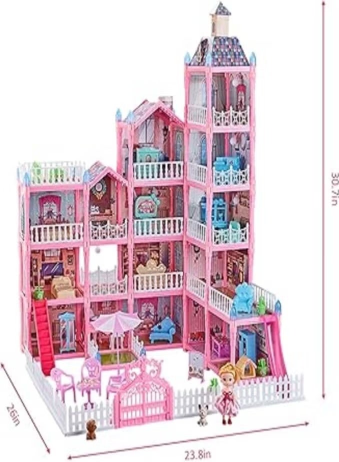 Large Princess Dream Castle Playset for Girls – 78 cm Multi-Level Dollhouse with Luxury Furniture, Lights and Characters – 374-Piece Complete Building Set - Image 5