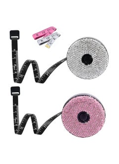 KASTWAVE Bling Soft Measuring Tape Inch Tape, Push Button Retract Tailor Craft Ruler Used for Sewing Body Waist Measuring, Mini Home and Office Double Scale 60 inch or 150cm Measure Tools White or Pink  - Image 1