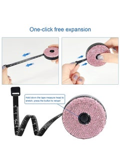 KASTWAVE Bling Soft Measuring Tape Inch Tape, Push Button Retract Tailor Craft Ruler Used for Sewing Body Waist Measuring, Mini Home and Office Double Scale 60 inch or 150cm Measure Tools White or Pink  - Image 2