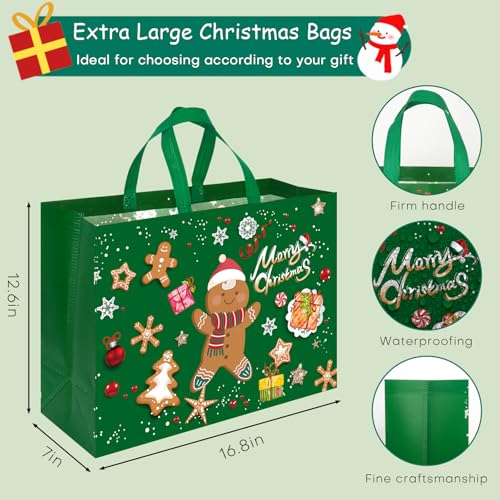 Fayayuan 12 Pack Extra Large Christmas Gift Bags Reusable Tote Bags with Handle NonWoven Christmas Bags for Gifts Wrapping Xmas Holiday169 126 71 - Image 3