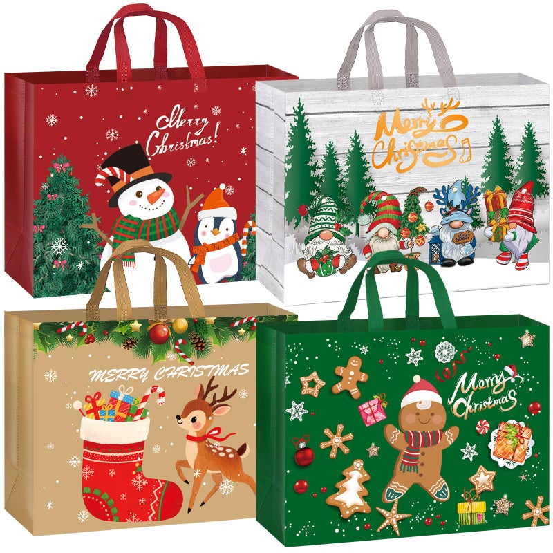 Fayayuan 12 Pack Extra Large Christmas Gift Bags Reusable Tote Bags with Handle NonWoven Christmas Bags for Gifts Wrapping Xmas Holiday169 126 71 - Image 2